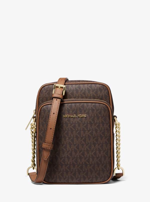 Panske Crossbody Kabelka Michael Kors Jet Set Travel Medium Logo Hnede - Tasky Michael Kors Akcia | XAQRP-0312